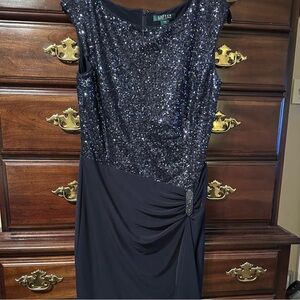 Ralph Lauren navy sequin cocktail dress.